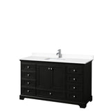 Wyndham Collection - Deborah 60 Inch Single Bathroom Vanity in Dark Espresso, White Cultured Marble Countertop, Undermount Square Sink, No Mirror