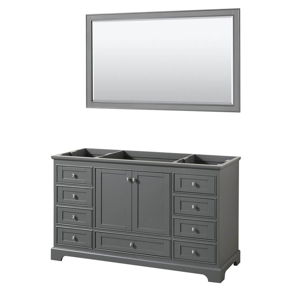Wyndham Collection - Deborah 60 Inch Single Bathroom Vanity in Dark Gray, No Countertop, No Sink, and 58 Inch Mirror - Dark Gray