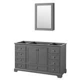 Wyndham Collection - Deborah 60 Inch Single Bathroom Vanity in Dark Gray, No Countertop, No Sink, and Medicine Cabinet - Dark Gray
