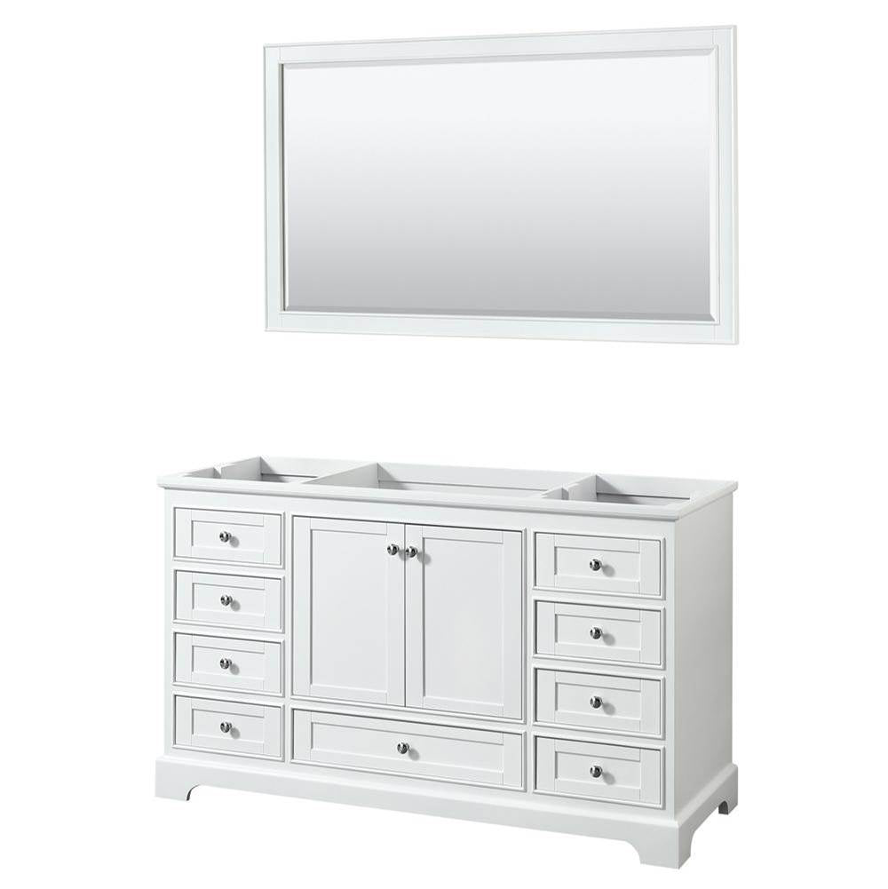 Wyndham Collection - Deborah 60 Inch Single Bathroom Vanity in White, No Countertop, No Sink, and 58 Inch Mirror - White