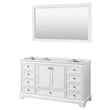 Wyndham Collection - Deborah 60 Inch Single Bathroom Vanity in White, No Countertop, No Sink, and 58 Inch Mirror - White