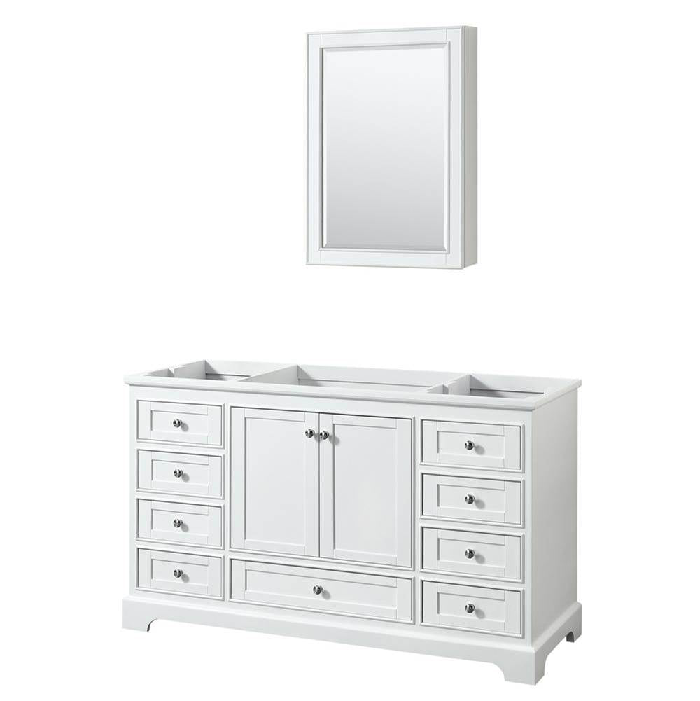 Wyndham Collection - Deborah 60 Inch Single Bathroom Vanity in White, No Countertop, No Sink, and Medicine Cabinet - White