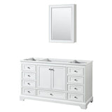 Wyndham Collection - Deborah 60 Inch Single Bathroom Vanity in White, No Countertop, No Sink, and Medicine Cabinet - White