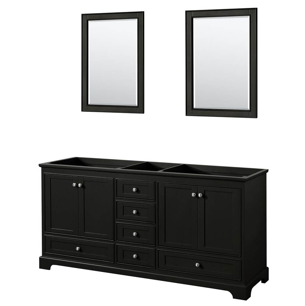 Wyndham Collection - Deborah 72 Inch Double Bathroom Vanity in Dark Espresso, No Countertop, No Sinks, and 24 Inch Mirrors - Dark Espresso