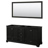 Wyndham Collection - Deborah 72 Inch Double Bathroom Vanity in Dark Espresso, No Countertop, No Sinks, and 70 Inch Mirror - Dark Espresso