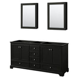 Wyndham Collection - Deborah 72 Inch Double Bathroom Vanity in Dark Espresso, No Countertop, No Sinks, and Medicine Cabinets - Dark Espresso