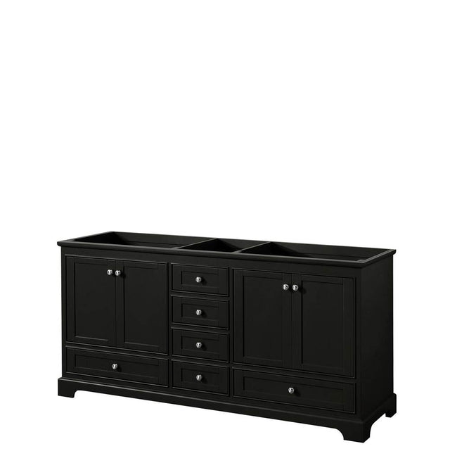 Wyndham Collection - Deborah 72 Inch Double Bathroom Vanity in Dark Espresso, No Countertop, No Sinks, and No Mirrors - Dark Espresso