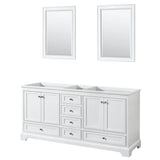 Wyndham Collection - Deborah 72 Inch Double Bathroom Vanity in White, No Countertop, No Sinks, and 24 Inch Mirrors - White