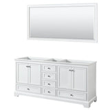 Wyndham Collection - Deborah 72 Inch Double Bathroom Vanity in White, No Countertop, No Sinks, and 70 Inch Mirror - White