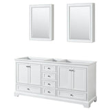 Wyndham Collection - Deborah 72 Inch Double Bathroom Vanity in White, No Countertop, No Sinks, and Medicine Cabinets - White