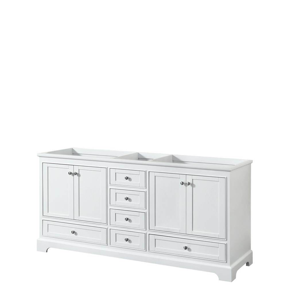 Wyndham Collection - Deborah 72 Inch Double Bathroom Vanity in White, No Countertop, No Sinks, and No Mirrors - White