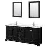 Wyndham Collection - Deborah 80 Inch Double Bathroom Vanity in Dark Espresso, Carrara Cultured Marble Countertop, Undermount Square Sinks, 24 Inch Mirrors