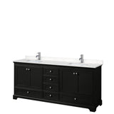 Wyndham Collection - Deborah 80 Inch Double Bathroom Vanity in Dark Espresso, Carrara Cultured Marble Countertop, Undermount Square Sinks, No Mirrors