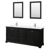 Wyndham Collection - Deborah 80 Inch Double Bathroom Vanity in Dark Espresso, White Cultured Marble Countertop, Undermount Square Sinks, 24 Inch Mirrors