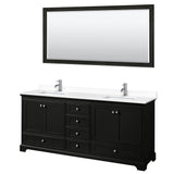 Wyndham Collection - Deborah 80 Inch Double Bathroom Vanity in Dark Espresso, White Cultured Marble Countertop, Undermount Square Sinks, 70 Inch Mirror