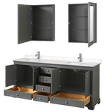 Deborah 80 Inch Double Bathroom Vanity in Dark Gray, Carrara Cultured Marble Countertop, Undermount Square Sinks, Medicine Cabinets