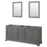 Wyndham Collection - Deborah 80 Inch Double Bathroom Vanity in Dark Gray, No Countertop, No Sinks, and 24 Inch Mirrors - Dark Gray