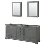 Wyndham Collection - Deborah 80 Inch Double Bathroom Vanity in Dark Gray, No Countertop, No Sinks, and Medicine Cabinets - Dark Gray