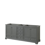 Wyndham Collection - Deborah 80 Inch Double Bathroom Vanity in Dark Gray, No Countertop, No Sinks, and No Mirrors - Dark Gray