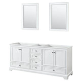 Wyndham Collection - Deborah 80 Inch Double Bathroom Vanity in White, No Countertop, No Sinks, and 24 Inch Mirrors - White