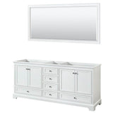 Wyndham Collection - Deborah 80 Inch Double Bathroom Vanity in White, No Countertop, No Sinks, and 70 Inch Mirror - White