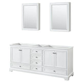 Wyndham Collection - Deborah 80 Inch Double Bathroom Vanity in White, No Countertop, No Sinks, and Medicine Cabinets - White