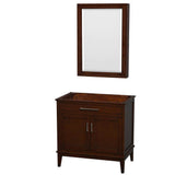 Wyndham Collection - Hatton 36 Inch Single Bathroom Vanity in Dark Chestnut, No Countertop, No Sink, and Medicine Cabinet - Dark Chestnut
