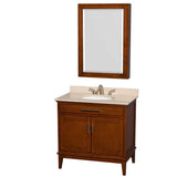 Wyndham Collection - Hatton 36 Inch Single Bathroom Vanity in Light Chestnut, Ivory Marble Countertop, Undermount Oval Sink, and Medicine Cabinet - Light Chestnut