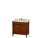 Wyndham Collection - Hatton 36 Inch Single Bathroom Vanity in Light Chestnut, Ivory Marble Countertop, Undermount Oval Sink, and No Mirror - Light Chestnut