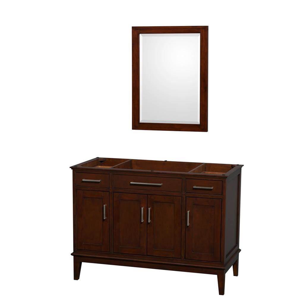 Wyndham Collection - Hatton 48 Inch Single Bathroom Vanity in Dark Chestnut, No Countertop, No Sink, and 24 Inch Mirror - Dark Chestnut