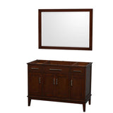 Wyndham Collection - Hatton 48 Inch Single Bathroom Vanity in Dark Chestnut, No Countertop, No Sink, and 44 Inch Mirror - Dark Chestnut