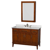 Wyndham Collection - Hatton 48 Inch Single Bathroom Vanity in Light Chestnut, White Carrara Marble Countertop, Undermount Oval Sink, and Medicine Cabinet - Light Chestnut