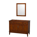 Wyndham Collection - Hatton 48 Inch Single Bathroom Vanity in Light Chestnut, No Countertop, No Sink, and 24 Inch Mirror - Light Chestnut