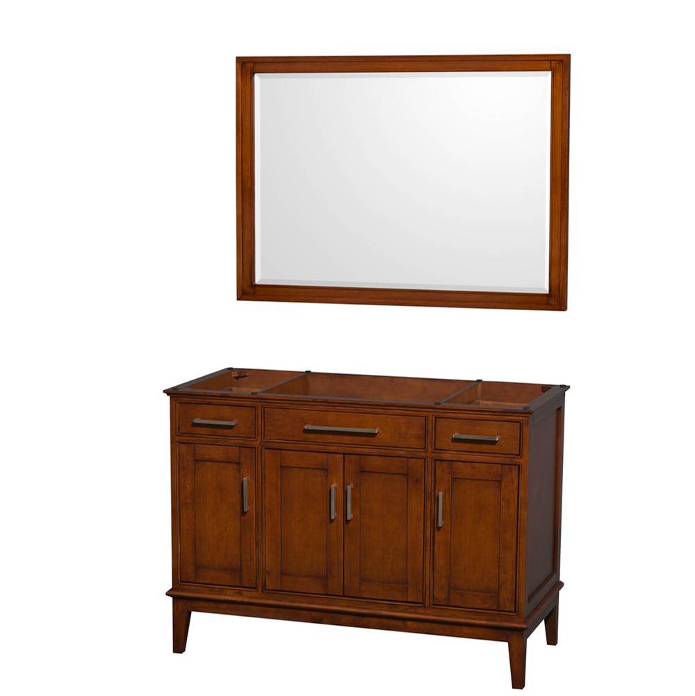 Wyndham Collection - Hatton 48 Inch Single Bathroom Vanity in Light Chestnut, No Countertop, No Sink, and 44 Inch Mirror - Light Chestnut