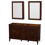 Wyndham Collection - Hatton 60 Inch Double Bathroom Vanity in Dark Chestnut, No Countertop, No Sinks, 24 Inch Medicine Cabinets - Dark Chestnut