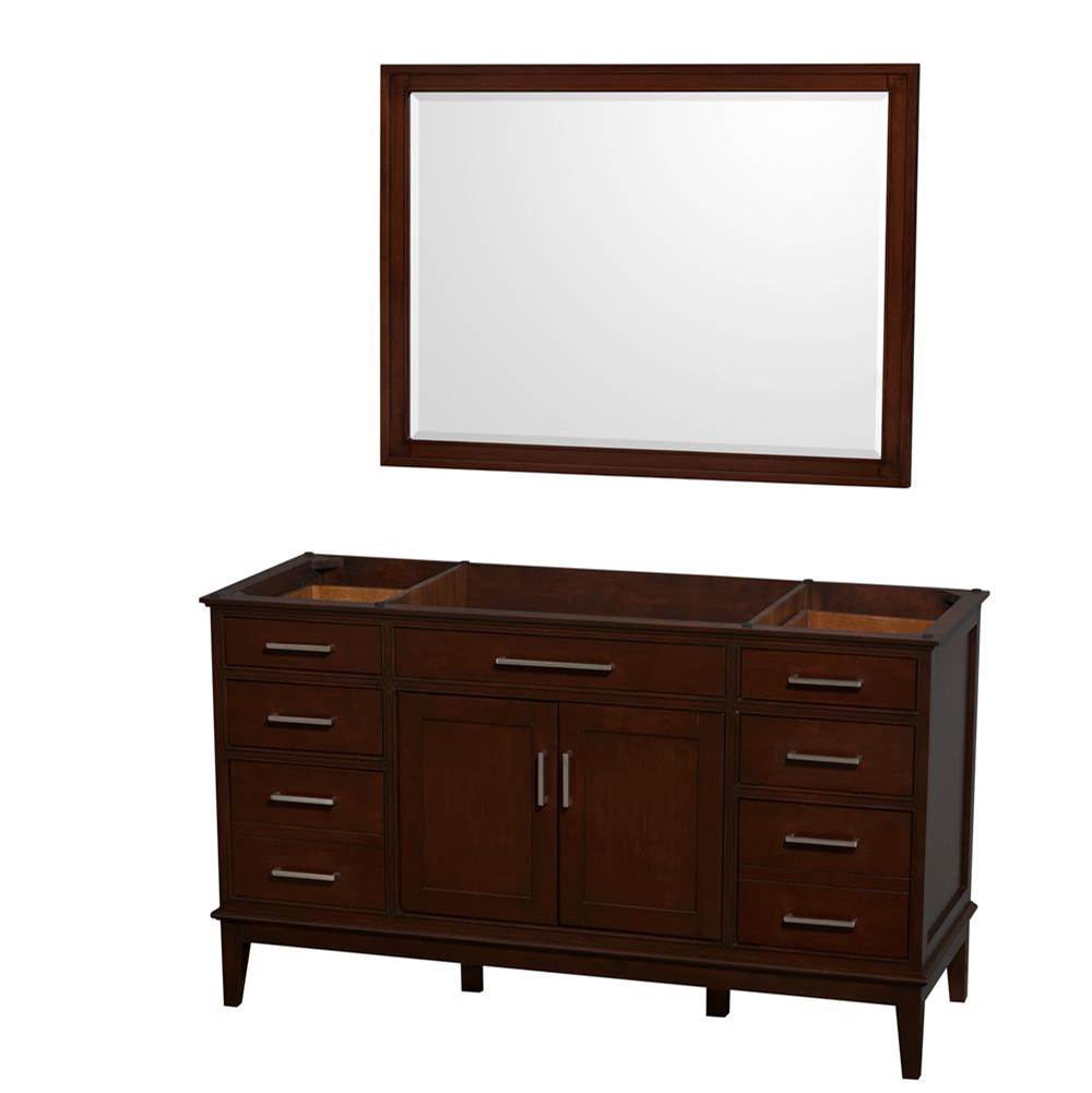 Wyndham Collection - Hatton 60 Inch Single Bathroom Vanity in Dark Chestnut, No Countertop, No Sink, and 44 Inch Mirror - Dark Chestnut