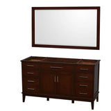 Wyndham Collection - Hatton 60 Inch Single Bathroom Vanity in Dark Chestnut, No Countertop, No Sink, and 56 Inch Mirror - Dark Chestnut