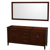 Wyndham Collection - Hatton 72 Inch Double Bathroom Vanity in Dark Chestnut, No Countertop, No Sinks, and 70 Inch Mirror - Dark Chestnut