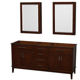 Wyndham Collection - Hatton 72 Inch Double Bathroom Vanity in Dark Chestnut, No Countertop, No Sinks, and Medicine Cabinets - Dark Chestnut