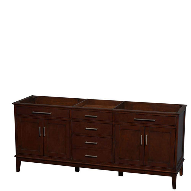 Wyndham Collection - Hatton 80 Inch Double Bathroom Vanity in Dark Chestnut, No Countertop, No Sinks, and No Mirror - Dark Chestnut