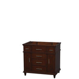 Wyndham Collection - Berkeley 36 Inch Single Bathroom Vanity in Dark Chestnut with No Countertop, No Sink, No Mirror - Dark Chestnut