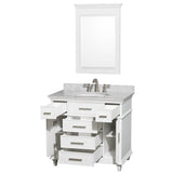 Berkeley 36 Inch Single Bathroom Vanity in Dark Chestnut with White Carrara Marble Top with White Undermount Oval Sink and 24 Inch Mirror