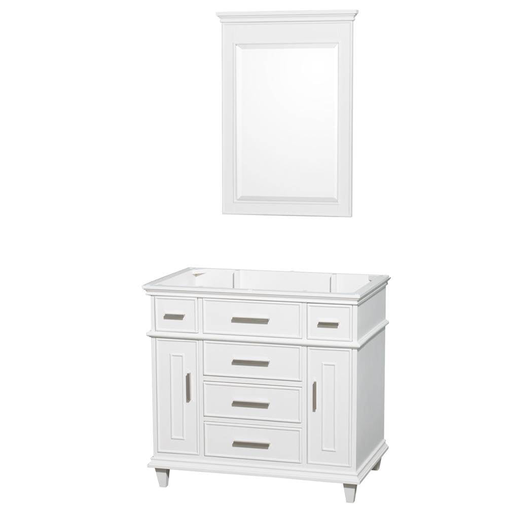 Wyndham Collection - Berkeley 36 Inch Single Bathroom Vanity in White with No Countertop and No Sink and 24 Inch Mirror - White