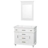 Wyndham Collection - Berkeley 36 Inch Single Bathroom Vanity in White with No Countertop and No Sink and 24 Inch Mirror - White
