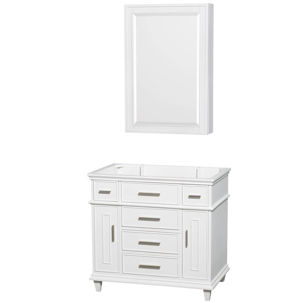 Wyndham Collection - Berkeley 36 Inch Single Bathroom Vanity in White, No Countertop, No Sink, 24 Inch Medicine Cabinet - White