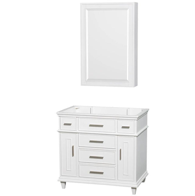 Wyndham Collection - Berkeley 36 Inch Single Bathroom Vanity in White, No Countertop, No Sink, 24 Inch Medicine Cabinet - White