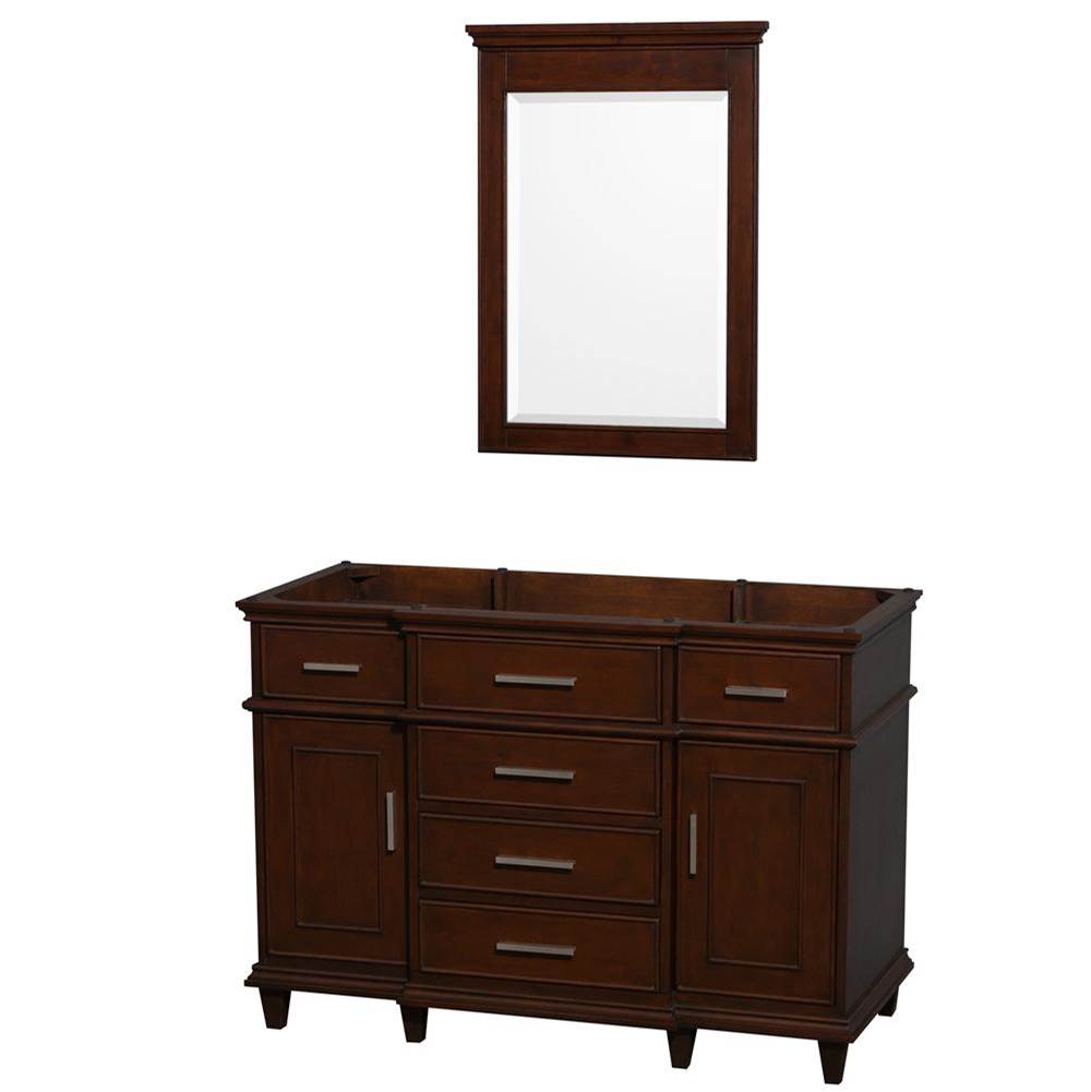 Wyndham Collection - Berkeley 48 Inch Single Bathroom Vanity in Dark Chestnut with No Countertop and No Sink and 24 Inch Mirror - Dark Chestnut