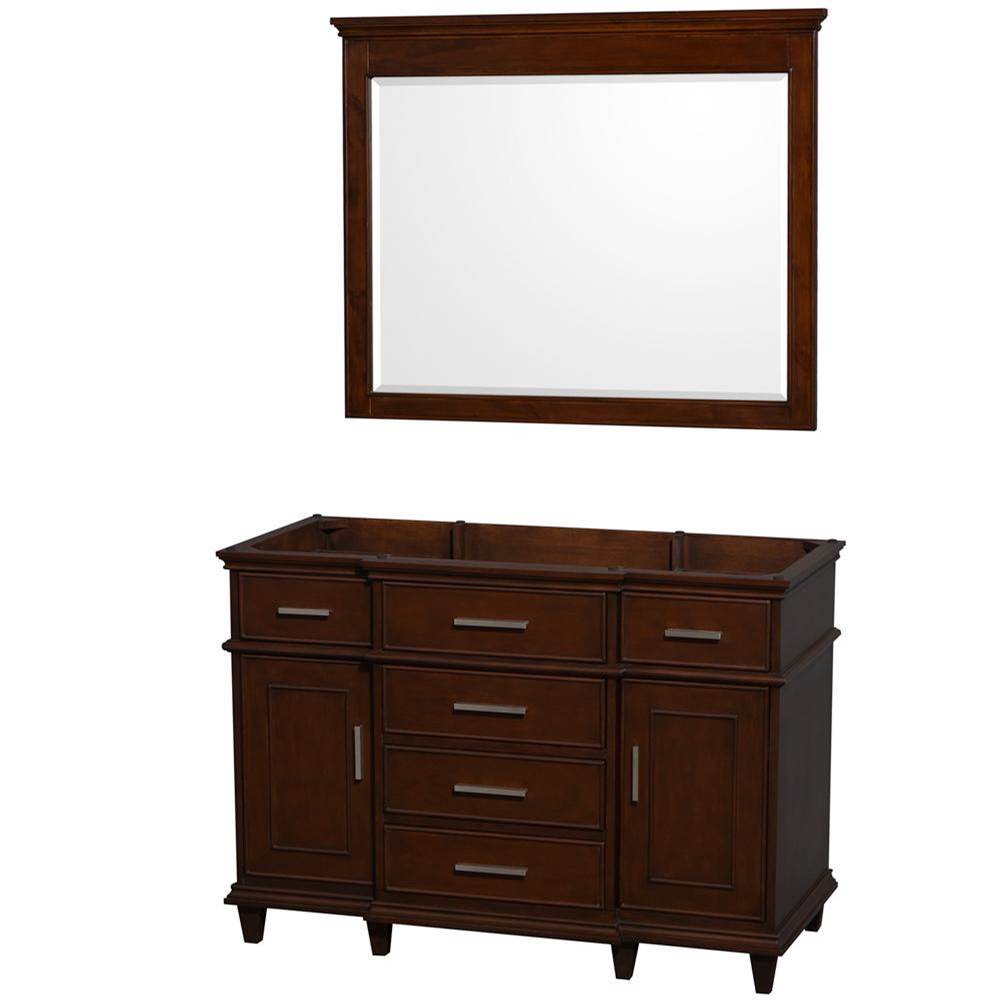 Wyndham Collection - Berkeley 48 Inch Single Bathroom Vanity in Dark Chestnut with No Countertop and No Sink and 44 Inch Mirror - Dark Chestnut