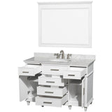 Berkeley 48 Inch Single Bathroom Vanity in Dark Chestnut with White Carrara Marble Top with White Undermount Oval Sink and 44 Inch Mirror
