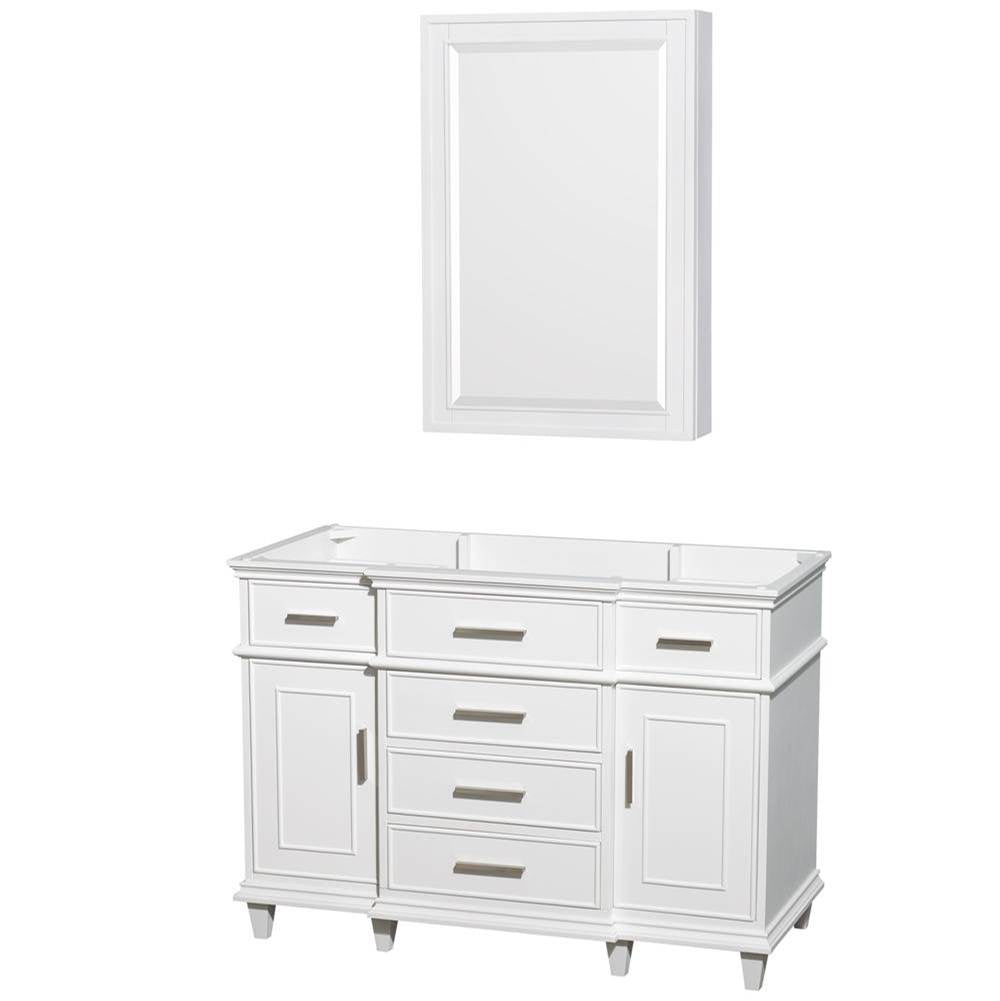 Wyndham Collection - Berkeley 48 Inch Single Bathroom Vanity in White, No Countertop, No Sink, 24 Inch Medicine Cabinet - White
